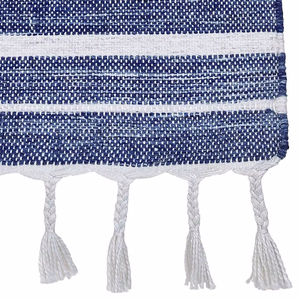 Wyld and Coco Blue Striped Handwoven Rectangular Indoor Outdoor Rug W: 80 cm, L: 150 cm – 3