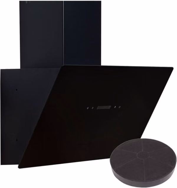 SIA Black Touch Control Cooker Hood Extractor Fan with Activated Carbon Filter, W: 60 cm – 1