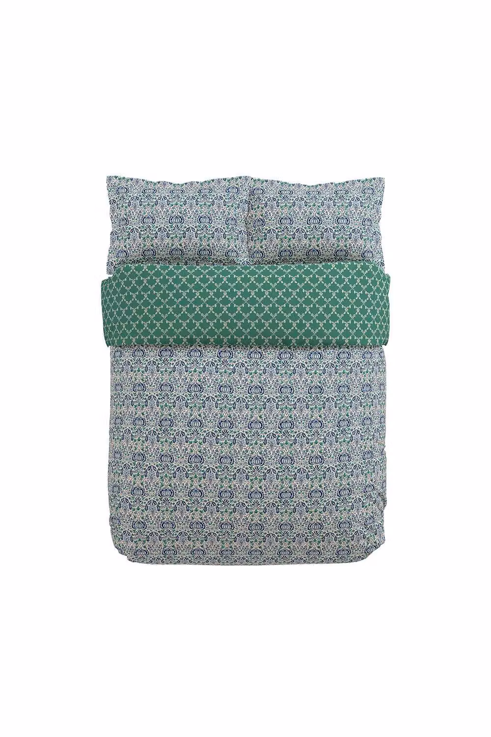 Morris & Co Little Chintz Reversible Cotton Percale Duvet Cover and Pillowcase Set, Multicolour and Blue, W: 90 cm, L: 200 cm – 2