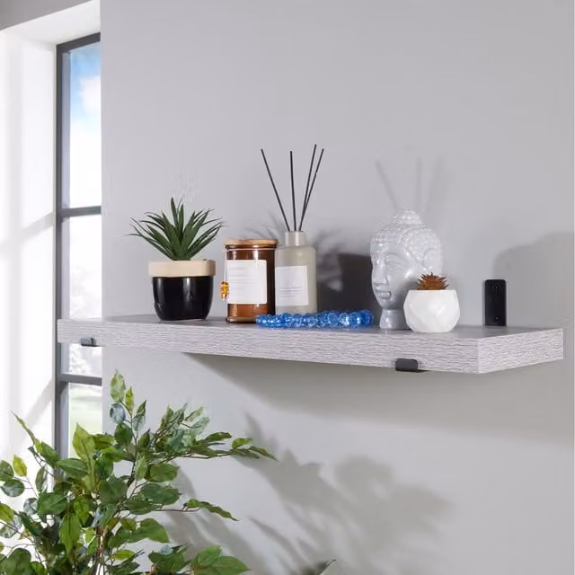 Core Products Jackson Wall Mounted Industrial Shelf Kit in Grey Oak and Black, Width: 80 cm