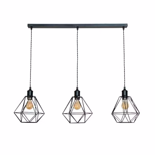 ValueLights Diablo Geometric 3 Drop Diner Bar Matte Black Ceiling Pendant Light with LED Bulbs Included – 1