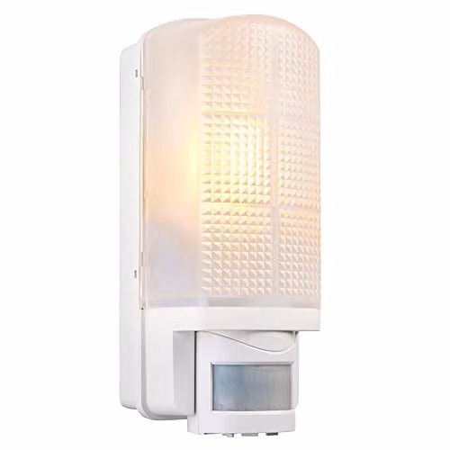 Netlighting Modern White Outdoor PIR Wall Light with Motion Sensor and Timer, IP44 Rated, E27 Socket
