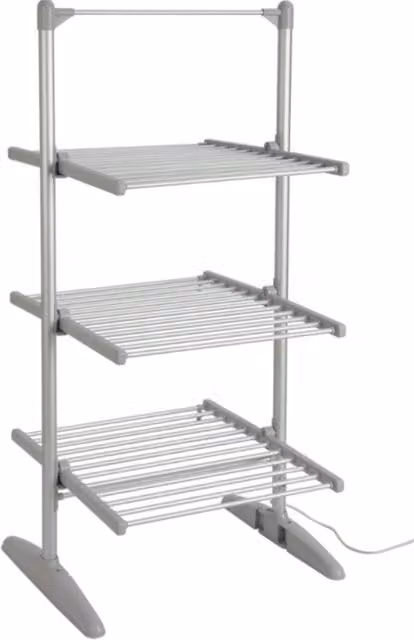 Groundlevel 3 Tier Heated Clothes Airer with Cover in Silver