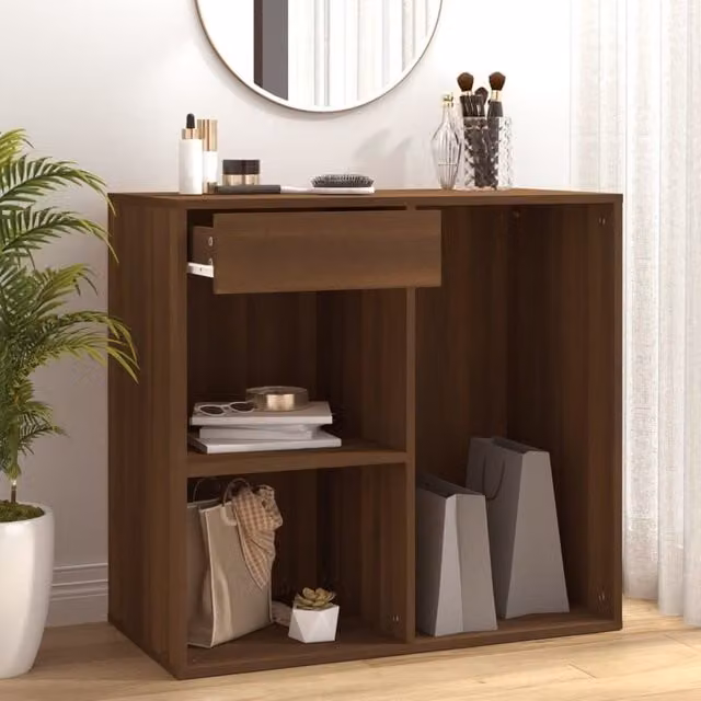Berkfield Home Modern Brown Oak Cosmetic Cabinet, W: 80 cm, D: 40 cm, H: 75 cm