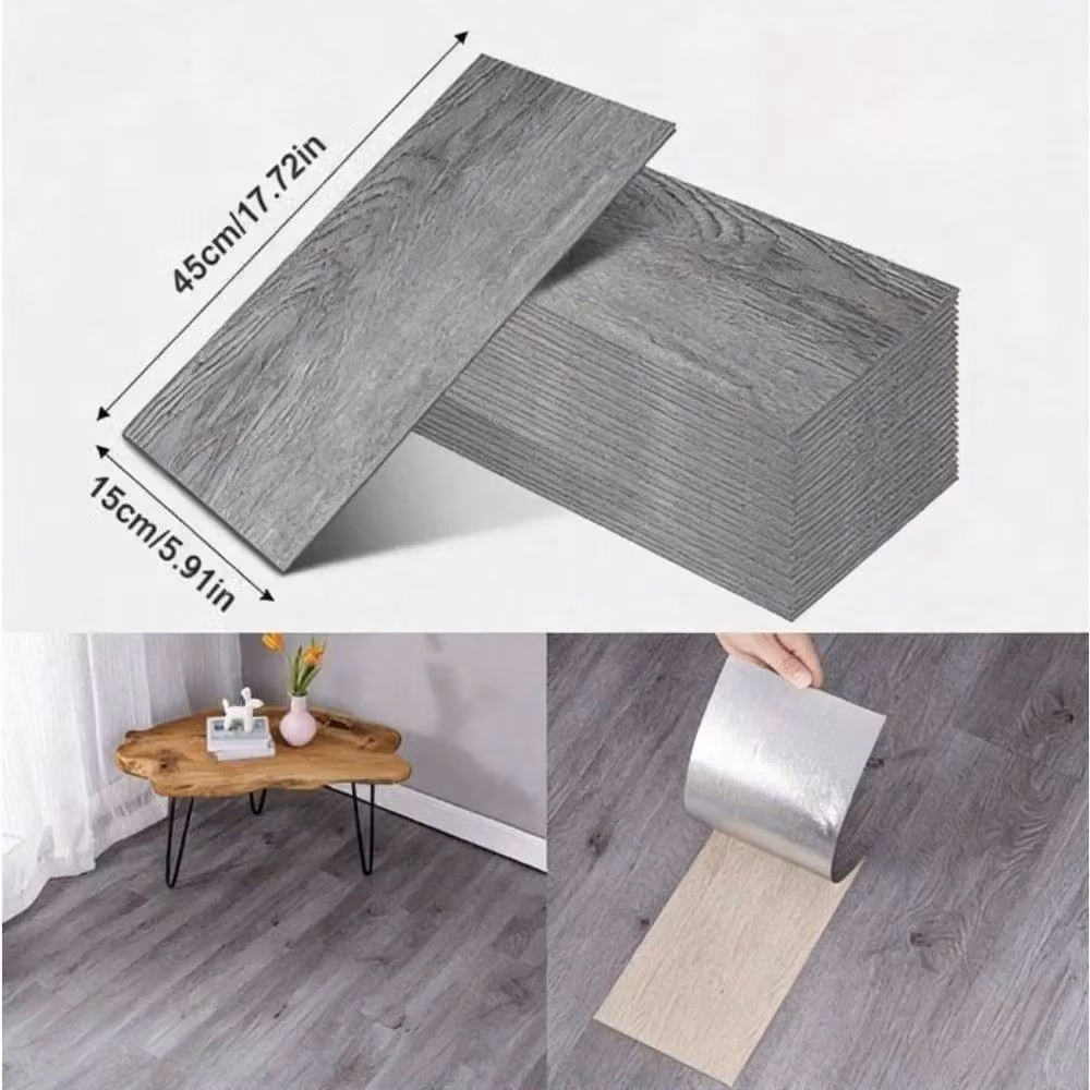KORVIXA Self Adhesive Wood Effect Vinyl Flooring Plank in Grey, W: 52 cm, L: 1000 cm – 2