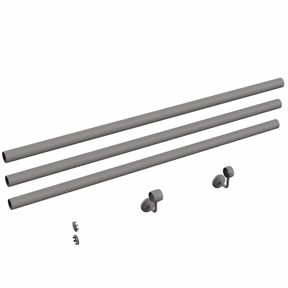 Forgeworks Textured Grey Steel Indoor Modern Stair Handrail Kit, 3.6m – 4