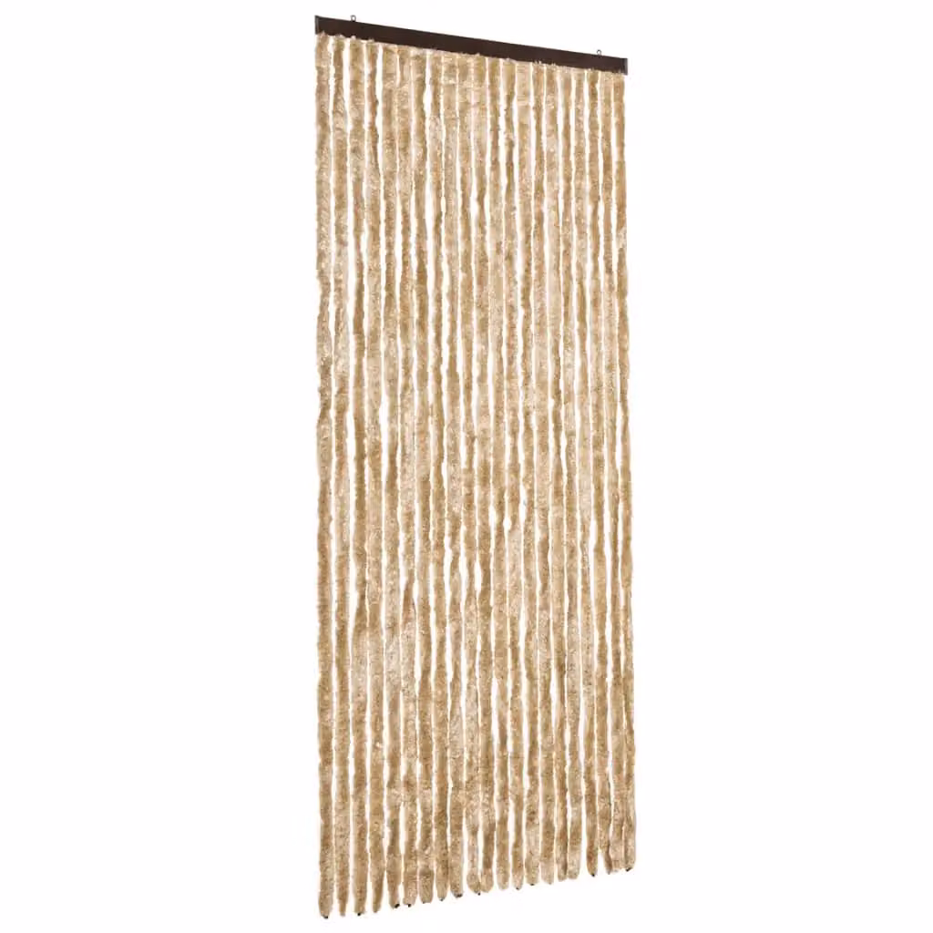 Berkfield Home Beige Chenille Insect Curtain, W: 90 cm, H: 220 cm – 2