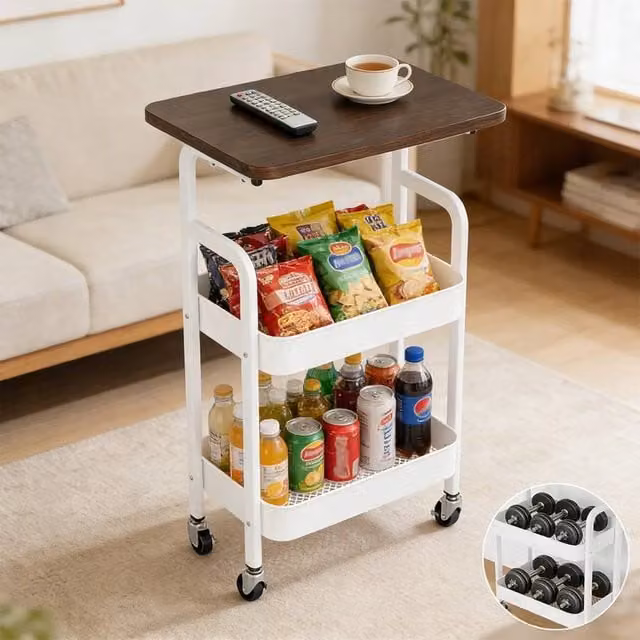 EONLION White 3 Tier Rolling Storage Trolley Cart with Castors – 1