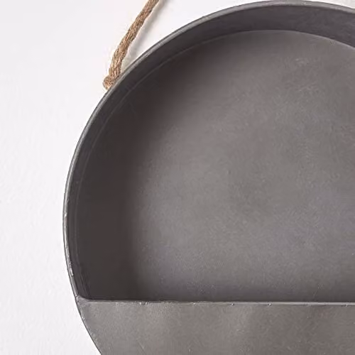 Homescapes Round Metal Hanging Wall Planter, Diameter: 30 cm, Silver or Grey – 2