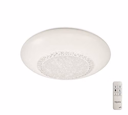 Mantra Fusion Opera Round Flush Ceiling Light, White, 41 cm, 24W LED, 1680lm, Dimmable Tuneable White with Remote Control