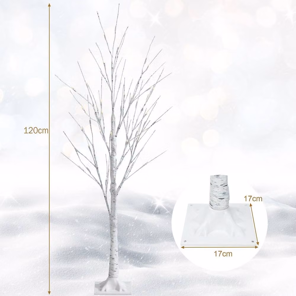 Costway Lighted Artificial White Birch Tree with 48 Warm White LEDs, Height: 121.92 cm – 2