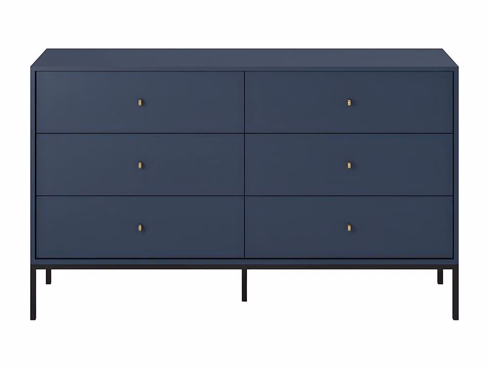 Vente-unique BOGDAN 6-Drawer Chest in Midnight Blue with Gold and Black Accents, W/D/H: 91 x 39 x 154 cm – 2