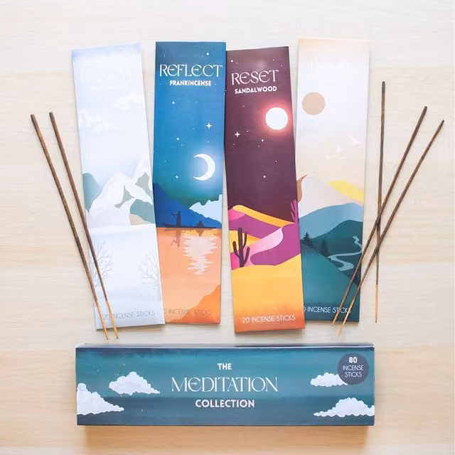 Kingsbury Gifts The Meditation Collection Woody Incense Stick Set, 80 Sticks, Brown and Multicolour