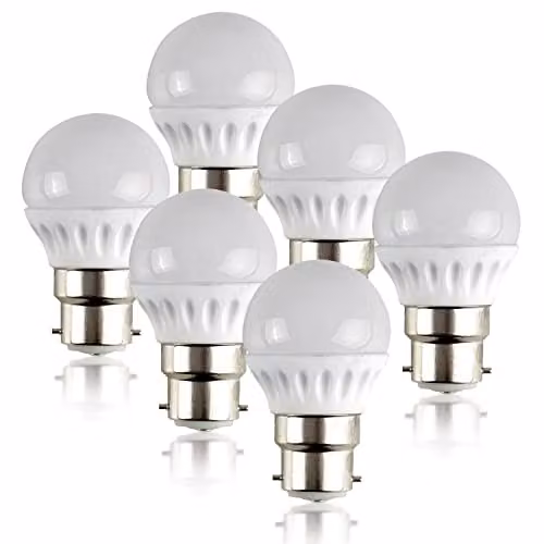 MiniSun Pack of 6 4W LED B22 Golfball Bulbs, Warm White 2700K – 1