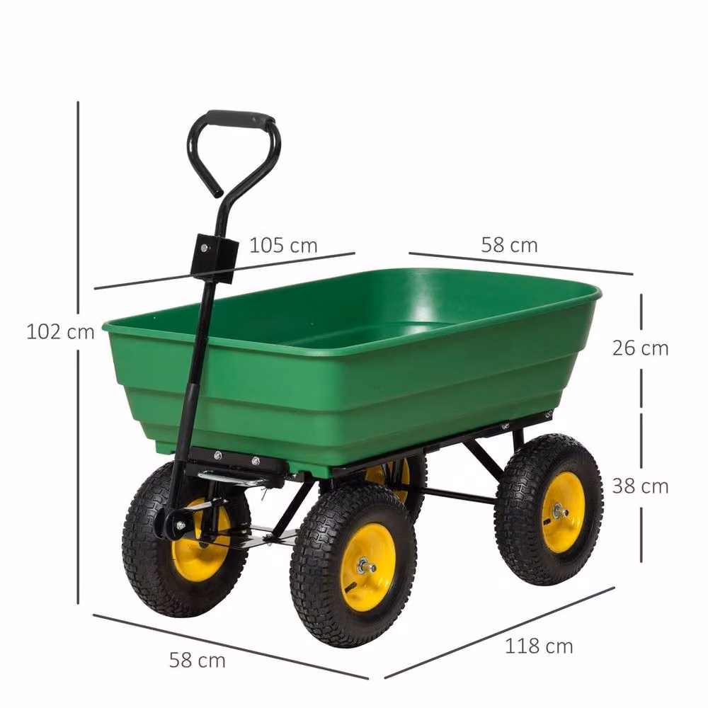 NESTLUNE 125L Garden Cart Trolley Dump Wheelbarrow in Green – 2