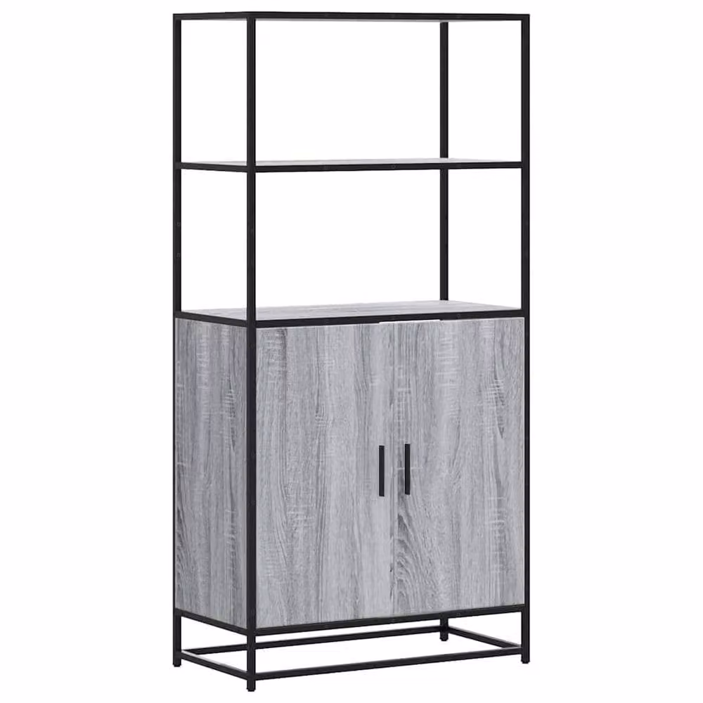 Berkfield Home Grey Sonoma Highboard in Engineered Wood and Metal, W/D/H: 68 x 35 x 139 cm – 2