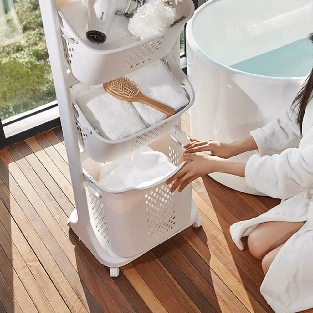 PAWNORA 3 Tier Mobile Laundry Basket Trolley with Wheels, White – 2