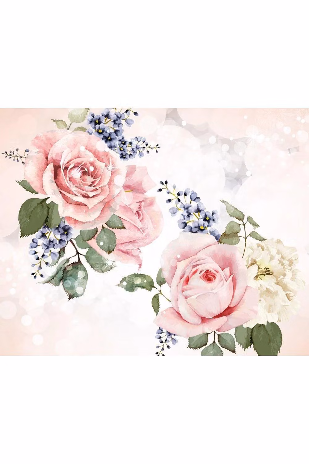 Origin Murals Roses & Sparkles Floral Wall Mural in Pink, W: 350 cm, H: 280 cm – 2