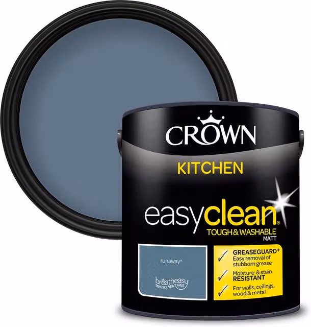 Crown Easyclean Matt Blue Kitchen Paint, 2.5L – 1