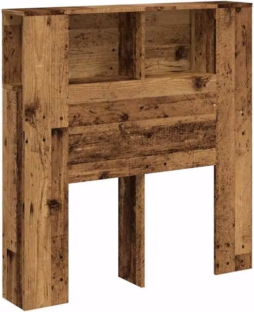 Berkfield Home Headboard Cabinet in Brown Old Wood, W/D/H: 100 x 19 x 104.5 cm
