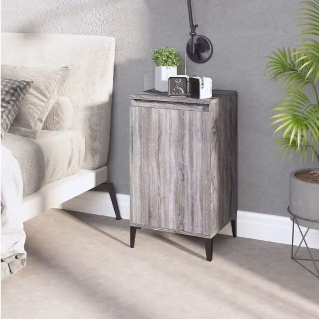 Berkfield Home Grey Sonoma Bedside Cabinet in Engineered Wood W/D/H: 40 x 35 x 70 cm