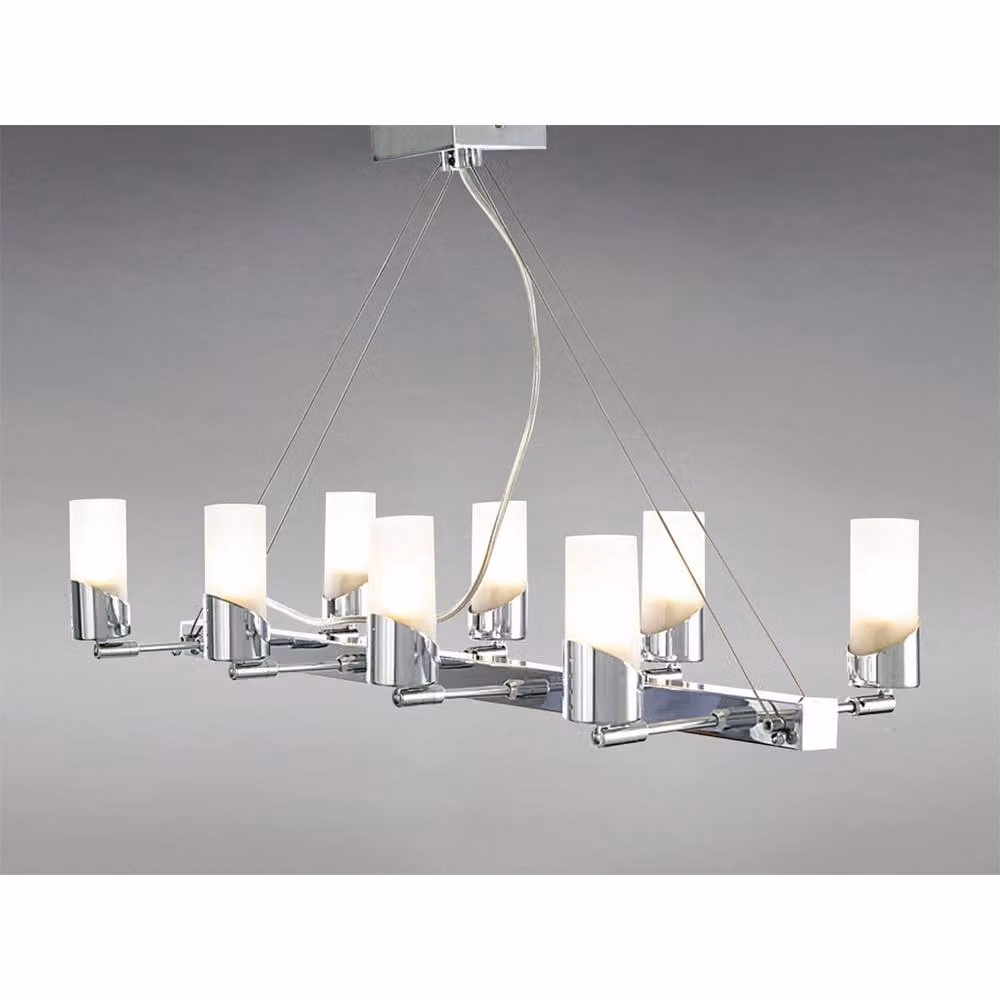 Netlighting Kopus Rectangular Pendant Light with 8 G9 Bulbs in Polished Chrome and Grey – 2