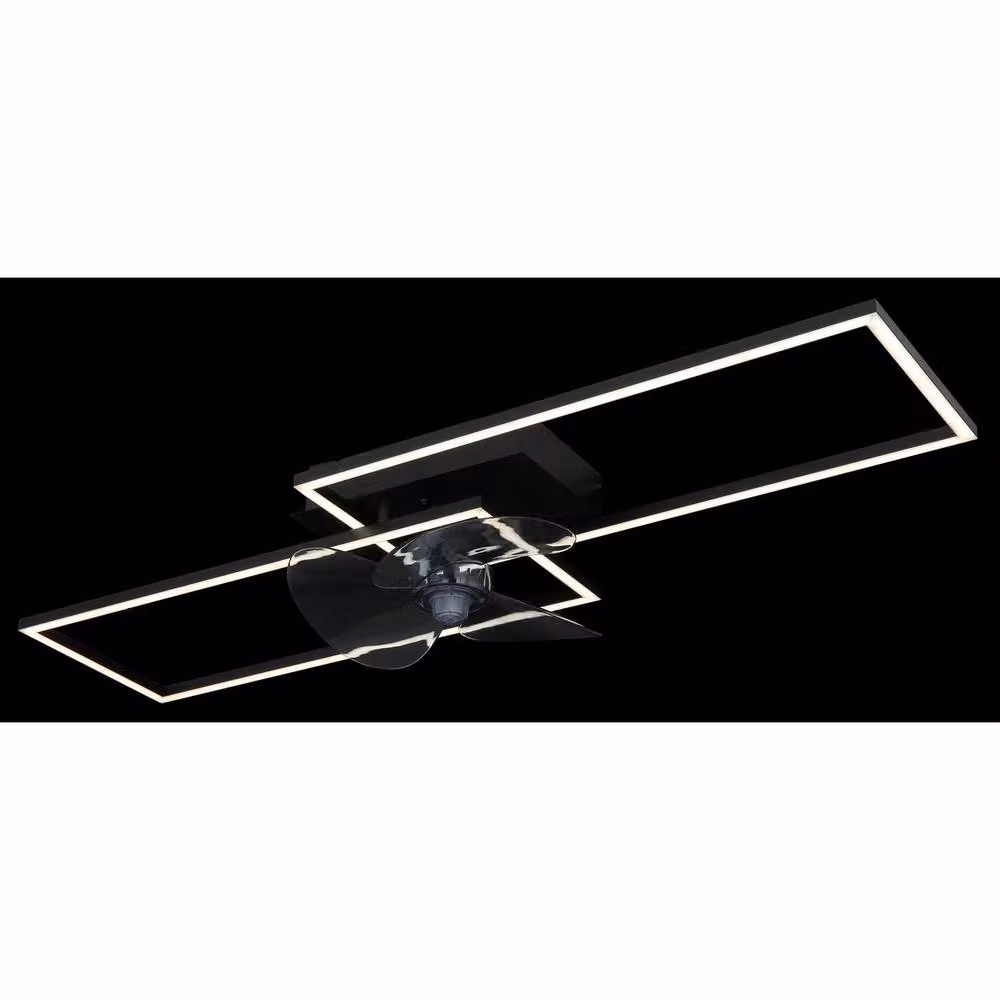 Netlighting Modern Black Aluminium LED Ceiling Fan and Light with Remote Control and Timer, W/D/H: 90 x 90 x 15 cm – 3