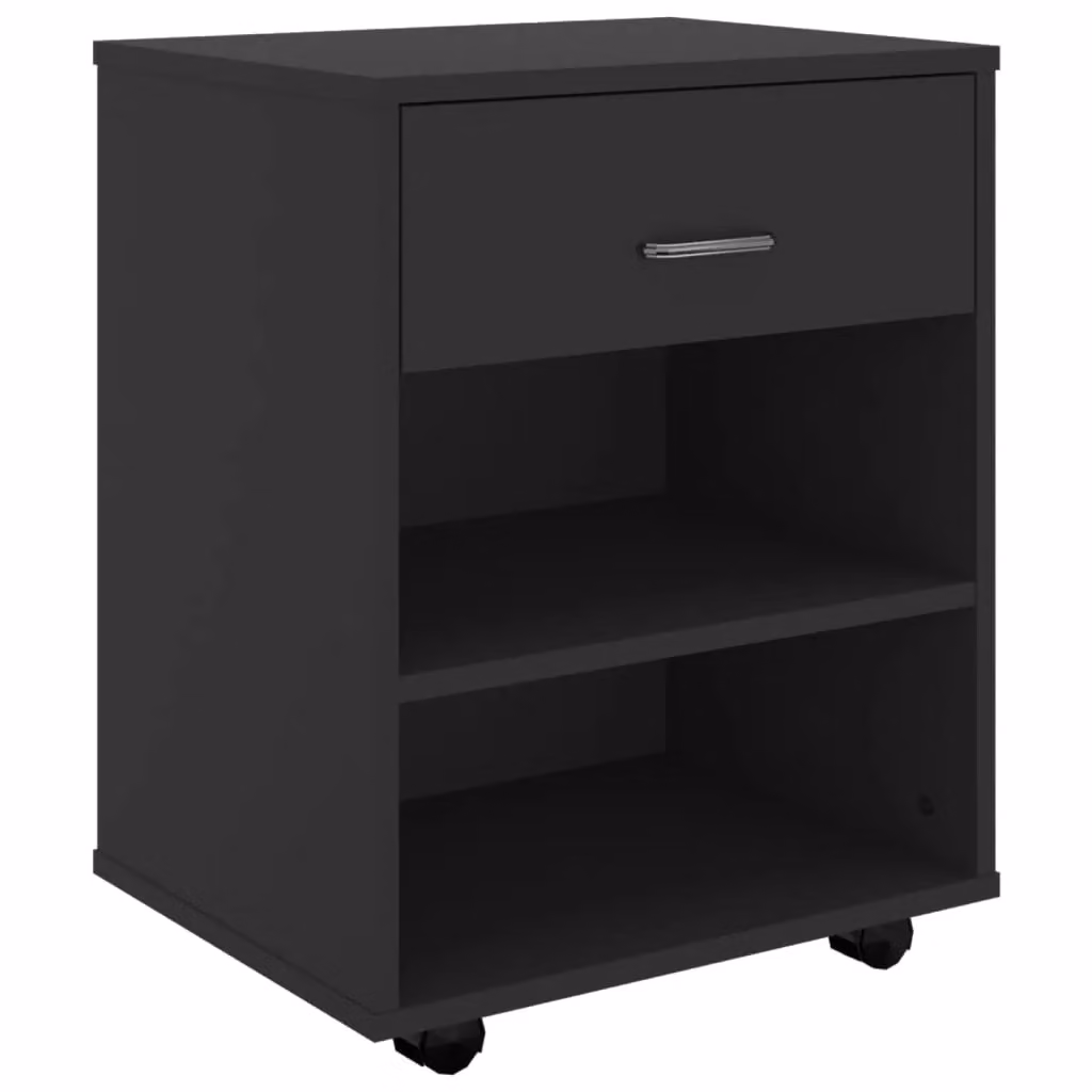 Berkfield Home Black Rolling Cabinet in Engineered Wood W/D/H: 46 x 36 x 59 cm – 2