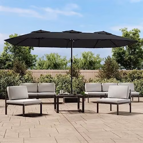 vidaXL Double-Head Cantilever Garden Parasol in Black, W: 449 cm, H: 245 cm – 2