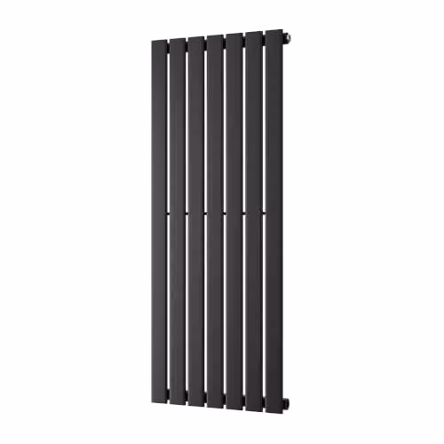 UK Radiators Typhoon Black Flat Tube Vertical Designer Radiator, W: 47.6 cm, H: 120 cm – 2