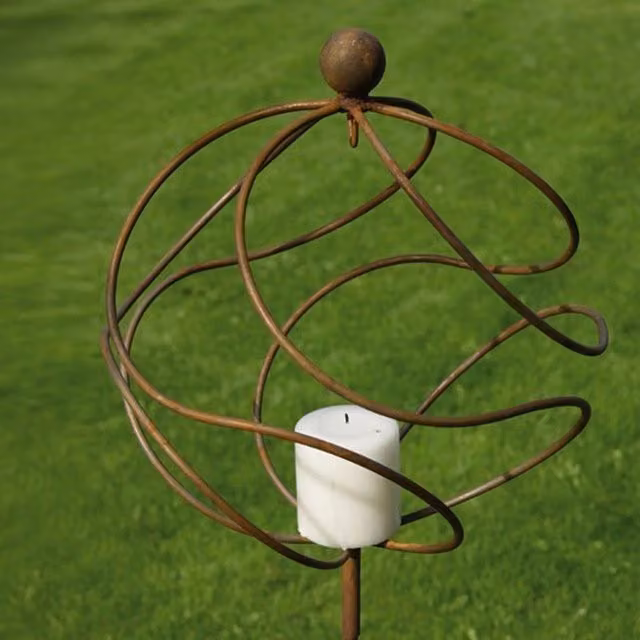Poppyforge Tangle Ball Plant Support with Candle Holder and Hook in Brown