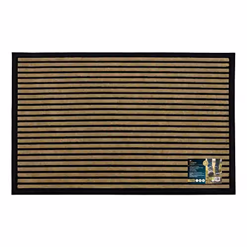 JVL Vienna Striped Rubber Backed Scraper Doormat in Brown and Beige, W: 60 cm, D: 90 cm