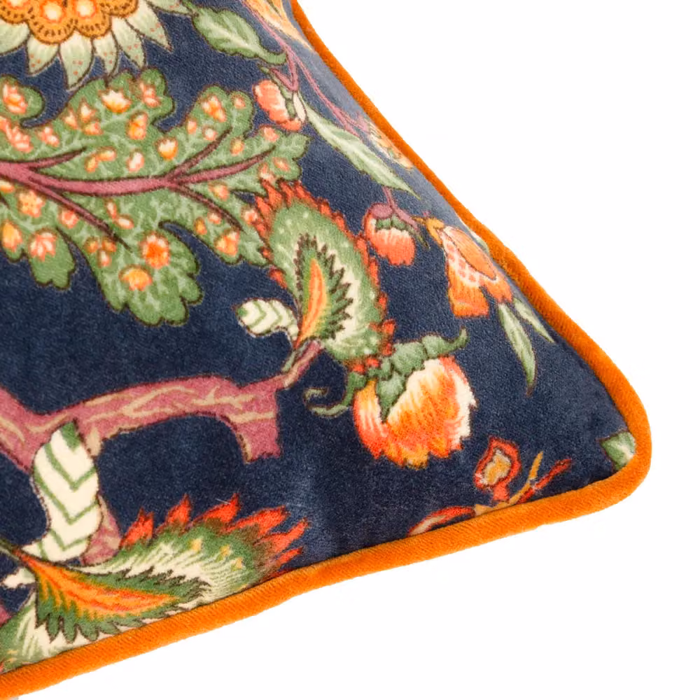 Wylder Tropics Georgia Printed Blue Velvet Floral Square Cushion, W/D/H: 45 x 45 x 45 cm – 4