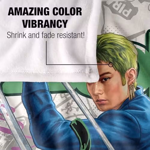One Piece Zoro The Pirate Hunter Soft Fleece Throw Blanket, Multicolour, W/D/H: 152 x 127 cm – 6