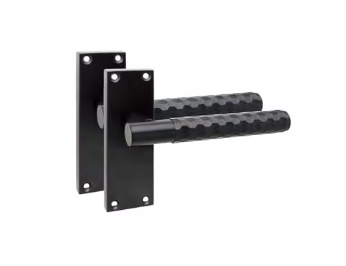Golden Grace Knurled T-Bar Door Handles, 5 Pairs, Matt Black, Metal Long Backplate Set – 2