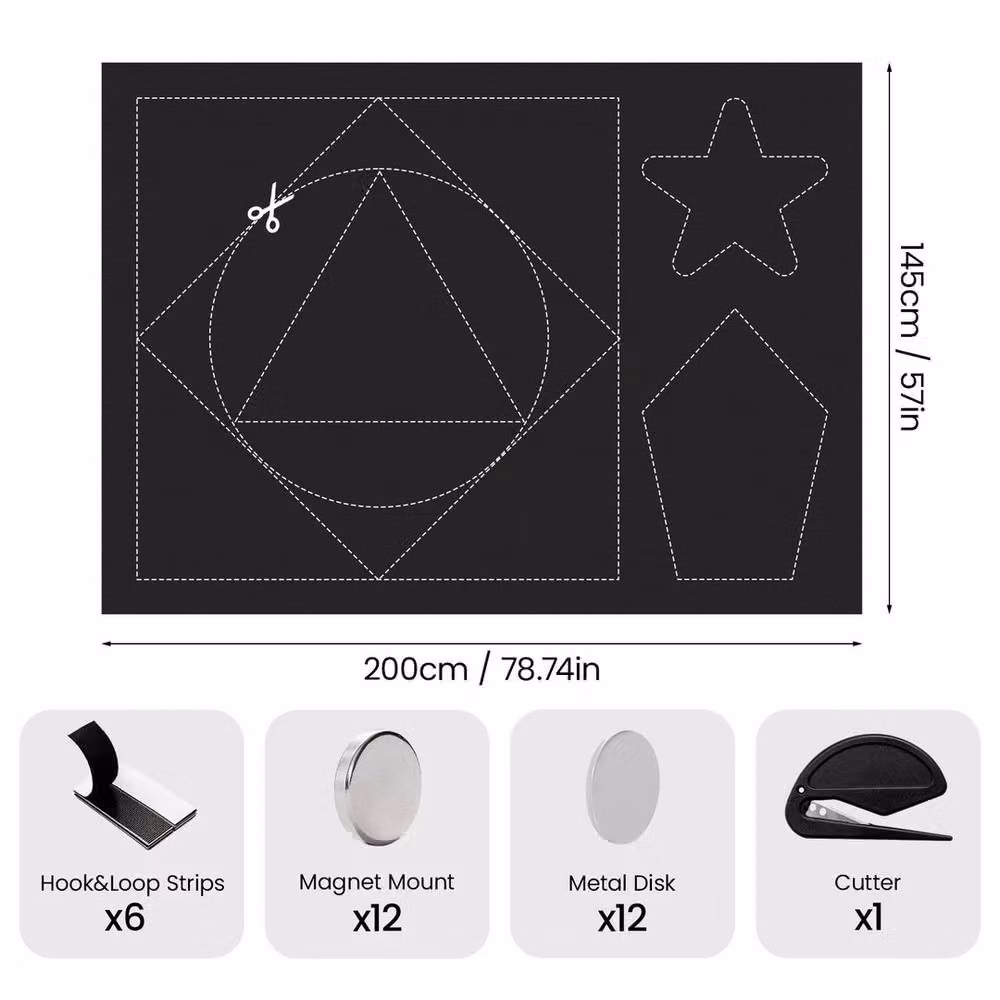 NESTLUNE Blackout Blinds for Windows, Thermal Insulating, Black, W: 200 cm, H: 145 cm – 2