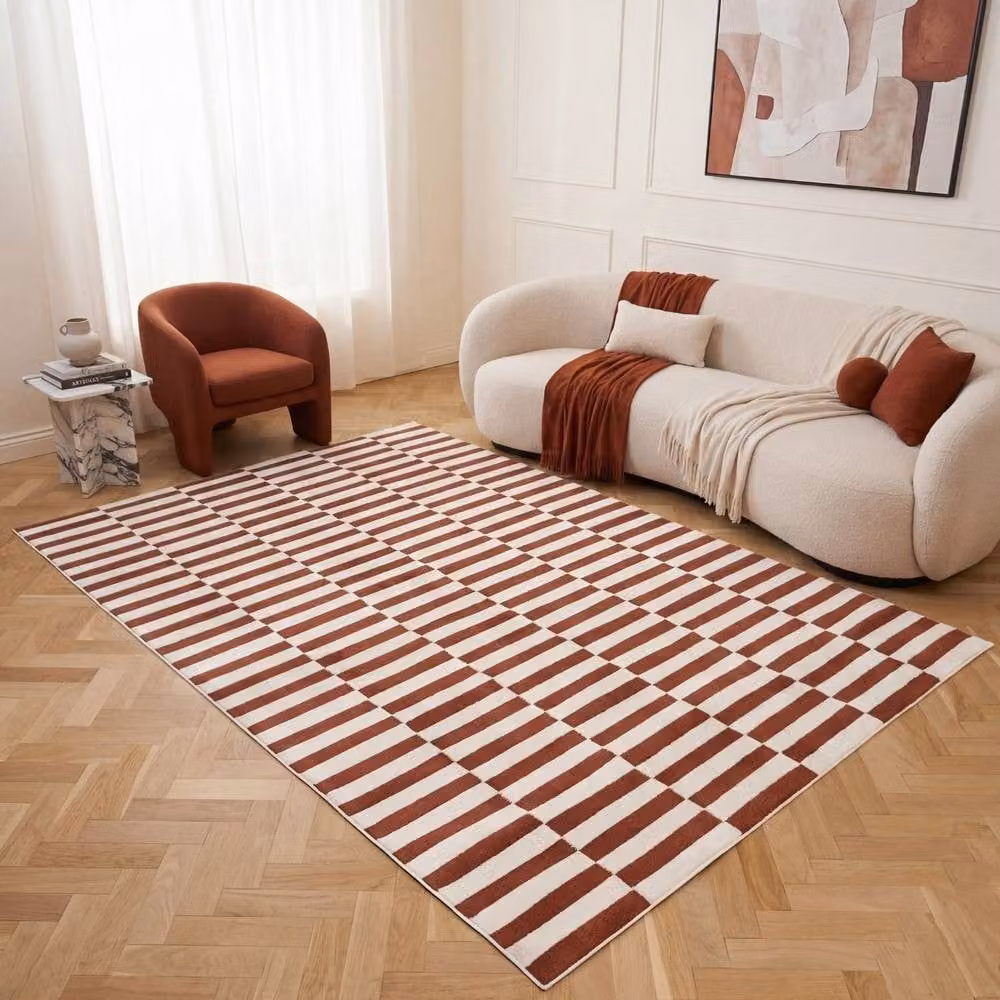 THE RUGS Loft Striped Soft Pile Area Rug in Terracotta, W: 80 cm, L: 150 cm – 3