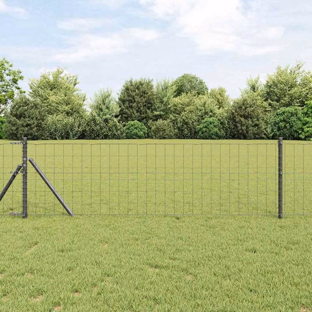 Berkfield Home Modern Euro Fence Grey PVC-Coated Steel, H: 60 cm, L: 10 m – 2