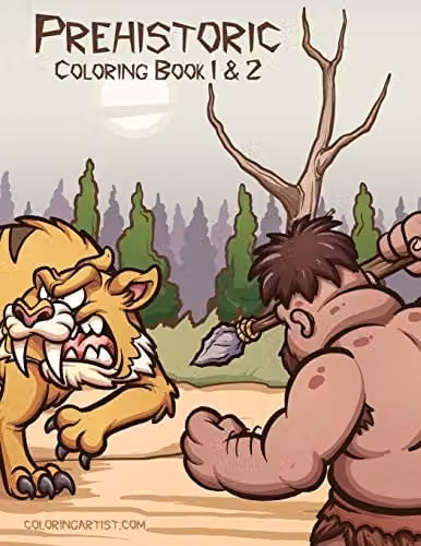 Prehistoric Coloring Book 1 & 2 Multicolour Paper Edition by Independently Published