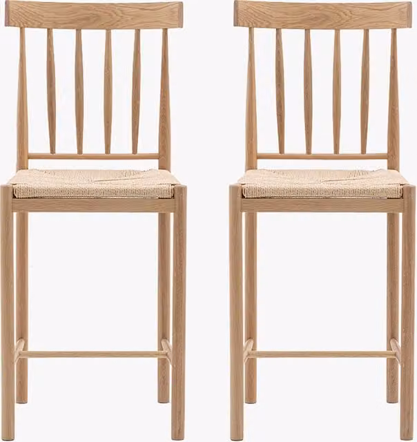 Perch & Parrow Harvest Bar Stool Set of 2 in Natural Brown and Beige Wood