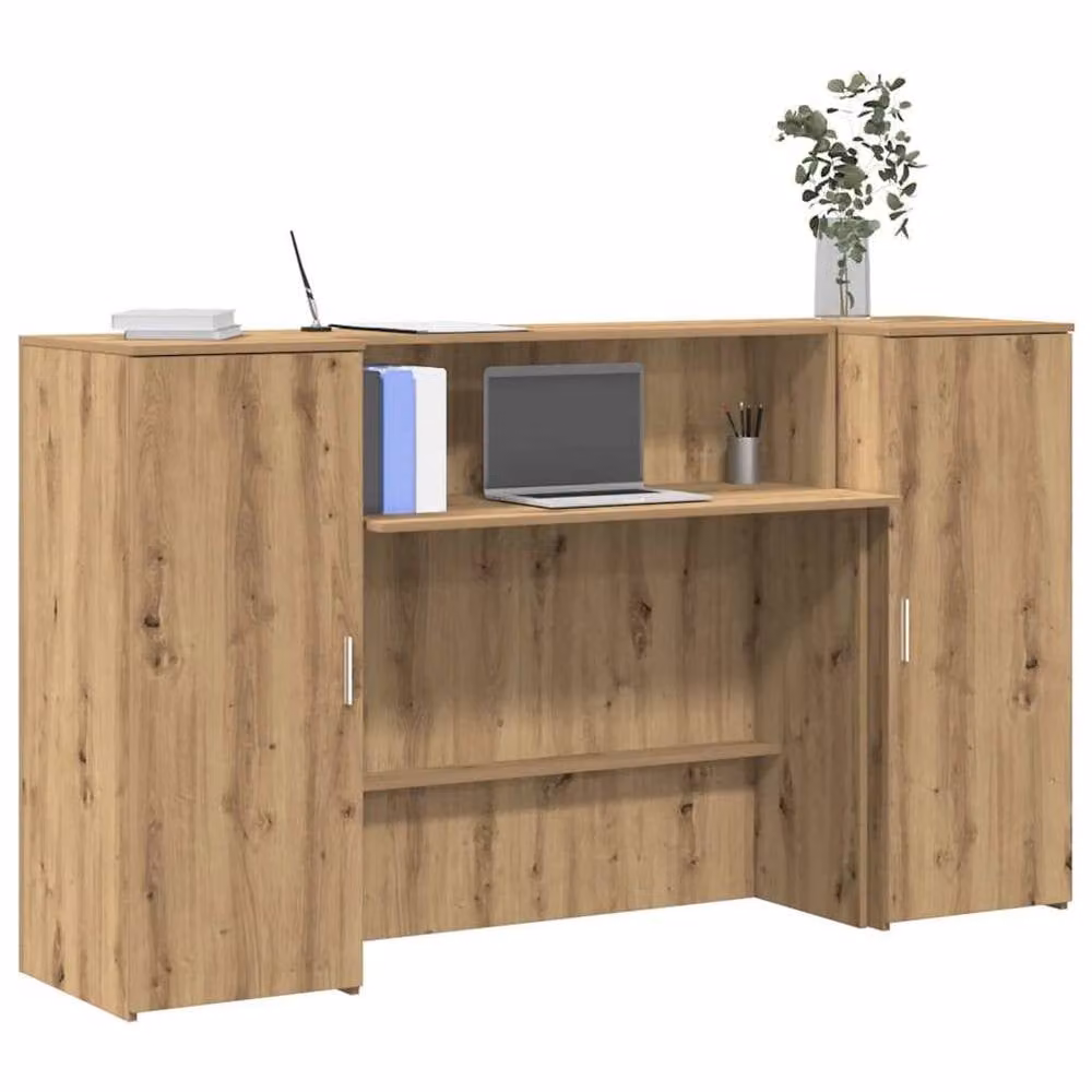 Berkfield Home Artisan Oak Reception Desk in Brown, W/D/H: 180 x 50 x 103.5 cm – 1