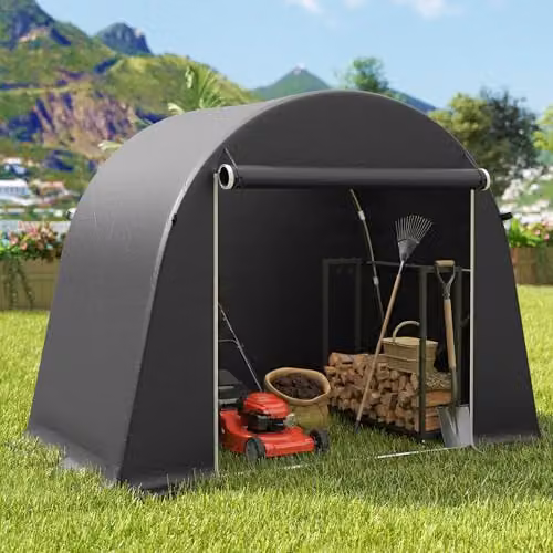 Outsunny Waterproof Garden Storage Shed Tent in Grey, W/D/H: 245 x 120 x 200 cm – 5