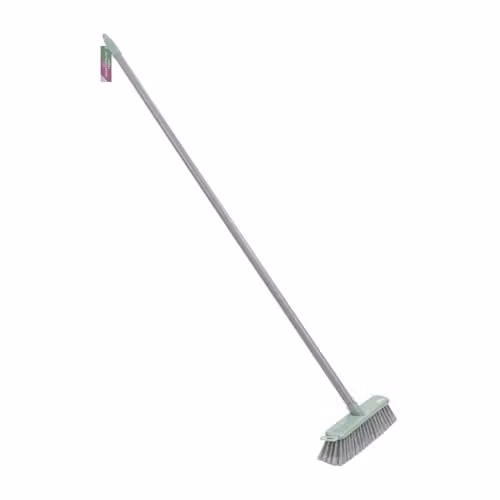 JVL Angled Sweeping Broom with Soft Bristles in Grey and Green