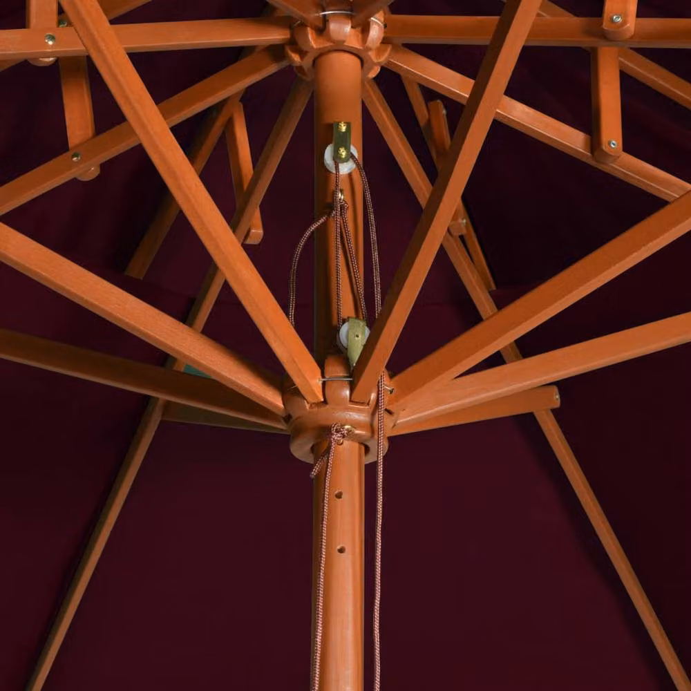 Berkfield Home Double Decker Garden Parasol with Lacquered Wooden Pole in Bordeaux Red, Diameter: 270 cm – 3