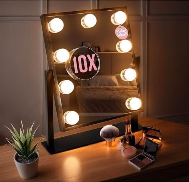 GloBrite Black Dimmable LED Hollywood Dressing Table Mirror with Touch Control