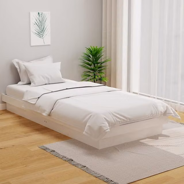 Berkfield Home White Solid Wood Pine Bed Frame W/D/H: 90 x 200 cm – 1