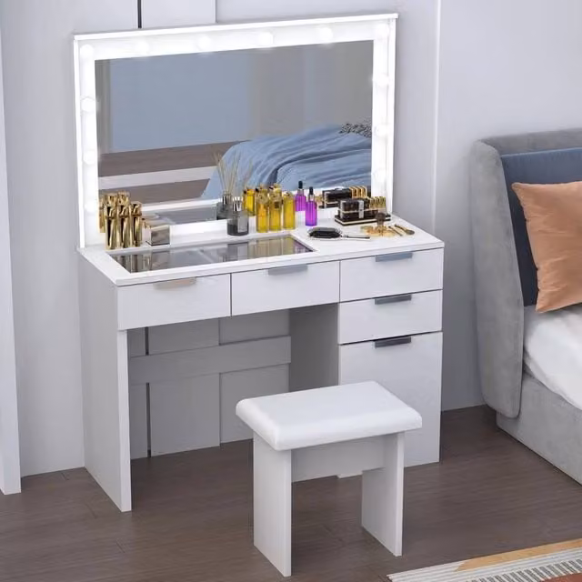 SPETLEK Hollywood LED Dressing Table in White