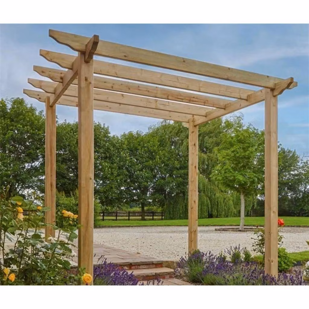 Cheshire Pressure Treated Traditional Style Wooden Pergola in Light Oak – 2