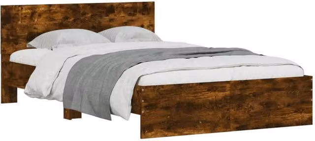Berkfield Home Durable Bed Frame in Smoked Oak, Brown, W/D/H: 120 x 200 x 70 cm