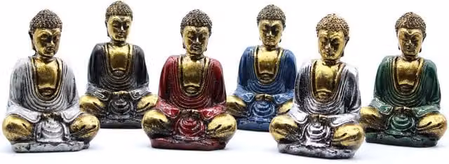 KDMD Gold Mini Buddha Ceramic Tabletop Set of 6 in Assorted Colours